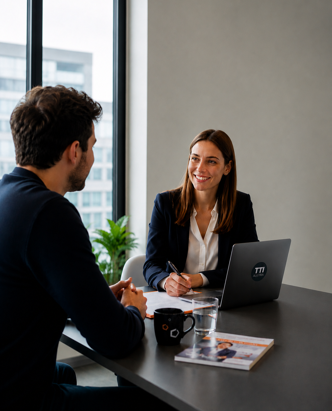 Bewerbungsgespräch bei der TTI Personalvermittlung Persönliches Bewerbungsgespräch im Recruiting-Prozess der TTI Personalvermittlung